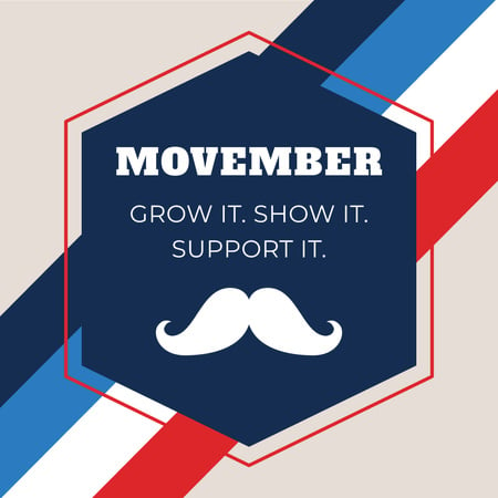 Szablon projektu Movember z lampą w paski Barbershop Instagram