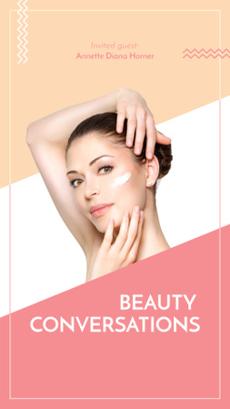 Woman applying Cream for cosmetics sale Instagram Story Tasarım Şablonu