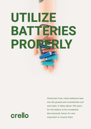Utilization Guide Hand Holding Batteries Poster Šablona návrhu