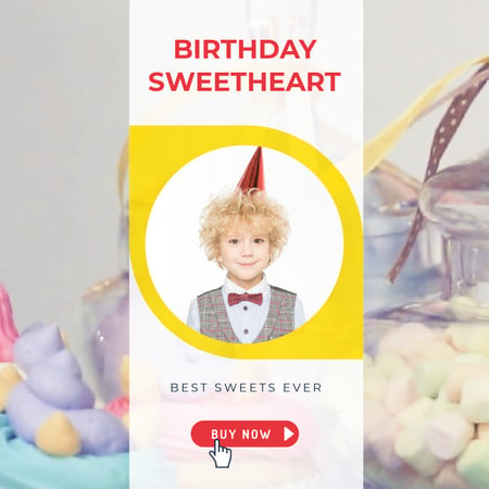 Plantilla de diseño de Birthday Sweets Offer with Happy Boy Animated Post 