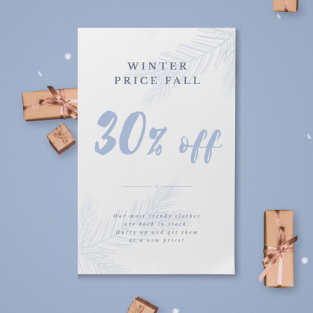 Christmas Gift Boxes Falling with Snow Animated Post Design Template