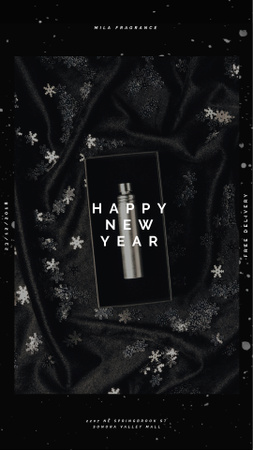 Szablon projektu New Year Gift Box with Perfume Bottle Instagram Video Story