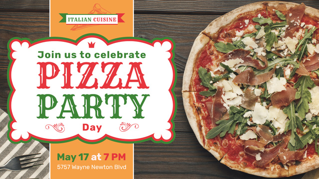 Modèle de visuel Pizza Party Day Pizza with Arugula - FB event cover