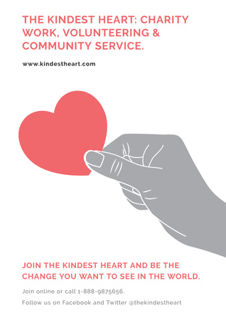 Charity Work The Kindest Heart Poster Design Template