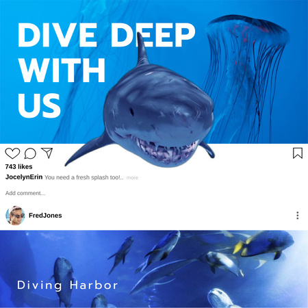 Aquarium inhabitants with Shark Animated Post Design Template
