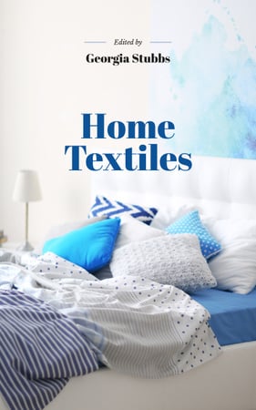 Home Textiles Cozy Interior in Blue Colors Book Coverデザインテンプレート