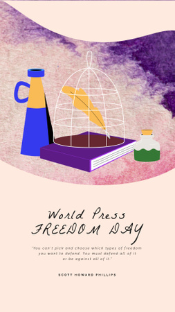 Press Freedom Day Journalist Workplace and Attributes Instagram Video Story Modelo de Design