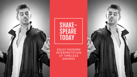 Theater Invitation Actor in Shakespeare's Performance Youtube Modelo de Design