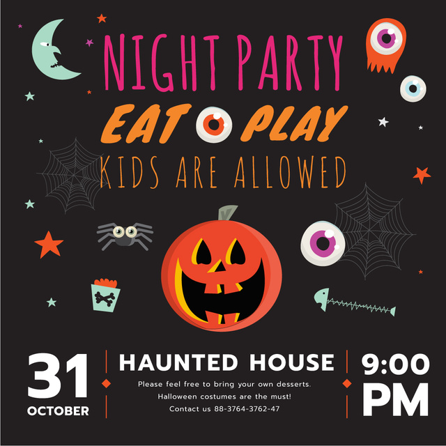 Halloween party invitation with Pumpkin Instagram AD Modelo de Design