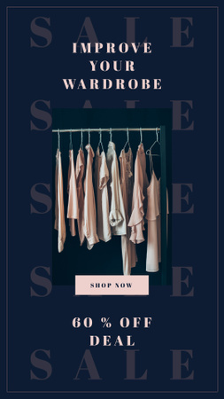 Clothes on hangers in wardrobe Instagram Story Design Template