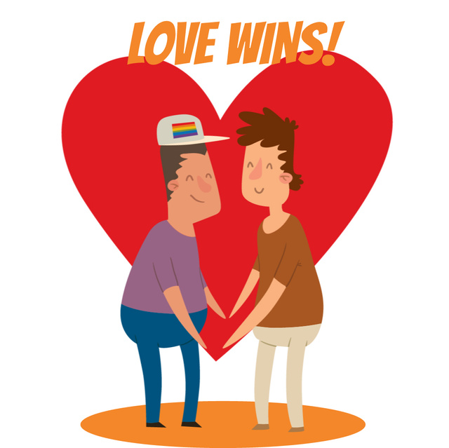 LGBT Lovers on Rainbow Heart Animated Postデザインテンプレート