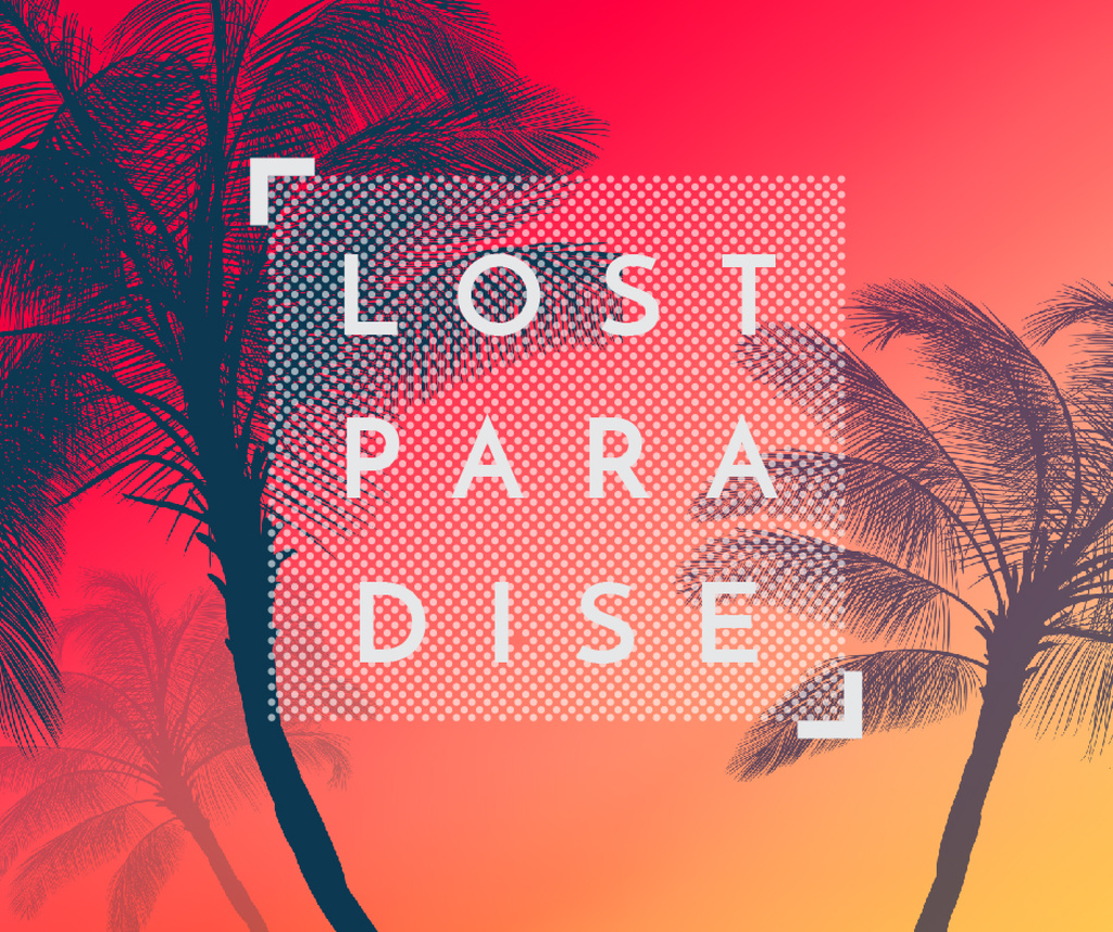 Designvorlage Summer Trip Offer Palm Trees in red für Facebook
