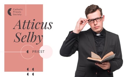 Priest Contacts with Man Holding Bible Business card Šablona návrhu