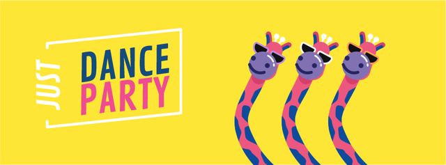 Designvorlage Dancing Pink Giraffes at Party für Facebook Video cover