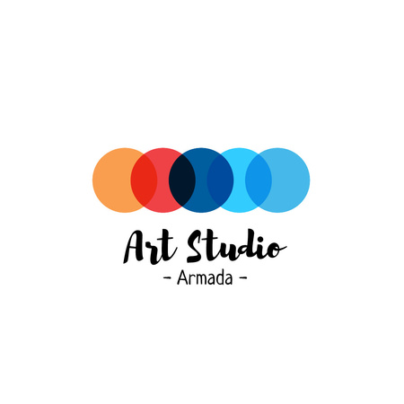 Art Studio Ad with Colorful Circles Logoデザインテンプレート