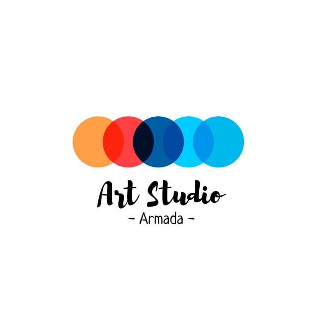 Art Studio Ad with Colorful Circles Logo Design Template