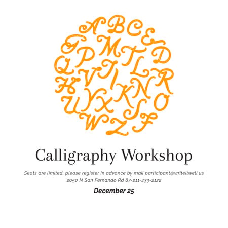 Plantilla de diseño de Calligraphy workshop Announcement Instagram 