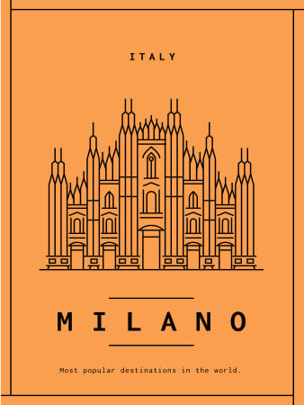 Milano cathedral graphic icon Poster US Design Template