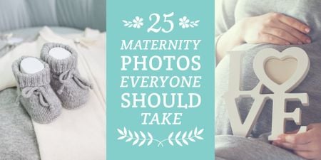 Pregnant woman with baby's bootees Image Design Template