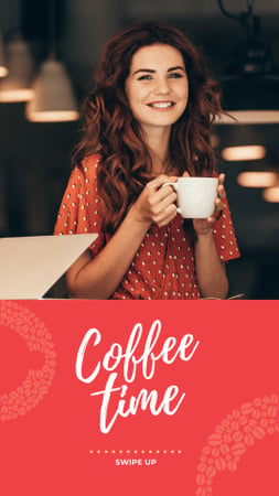 Woman holding coffee cup Instagram Story Modelo de Design