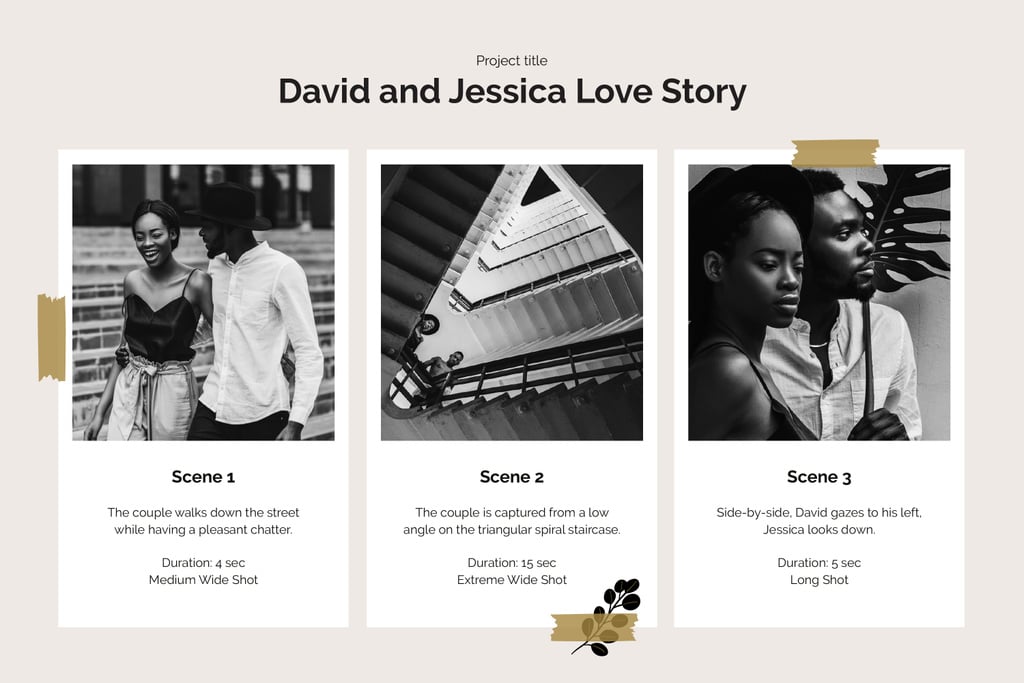 Love Story of Couple in City Storyboard Design Template