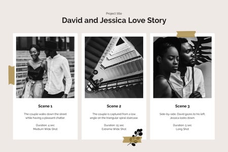 Ontwerpsjabloon van Storyboard van Liefdesverhaal van Couple in City