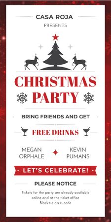 Christmas Party Invitation with Deer and Tree Graphic Design Template