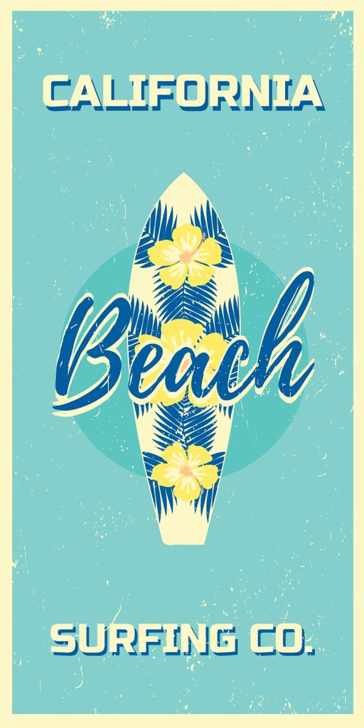 Platilla de diseño Surfing Tour Offer Surfboard on Blue Graphic