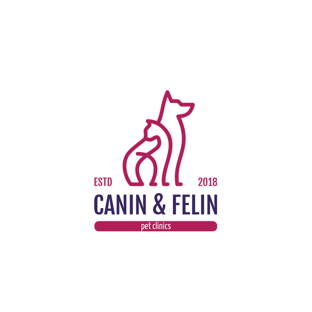 Cat and Dog Icon For Pet's Clinic Logo Tasarım Şablonu