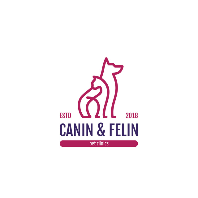 Pets Cat and Dog Icon Logo Design Template