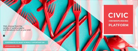 Plantilla de diseño de Crowdfunding Platform Red Plastic Tableware Facebook cover 