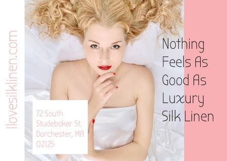 Platilla de diseño Luxury silk linen with Attractive Woman Card
