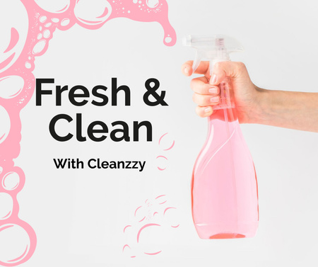 Hand Cleaning with spray Facebook Design Template