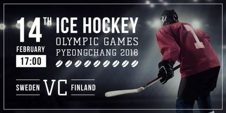 Olympic Hockey Match with Player on Ice Image Design Template