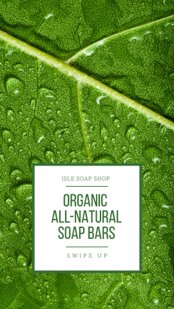 Soap Shop Ad with Drops on Leaf Instagram Story tervezősablon