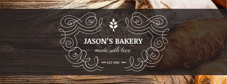 Bakery Offer with Fresh Croissants on Table Facebook cover Modelo de Design