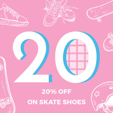 Ontwerpsjabloon van Instagram AD van Skate Shoes sale in pink