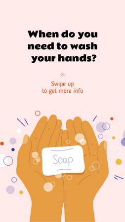 Coronavirus awareness with Hand Washing rules Instagram Story Design Template