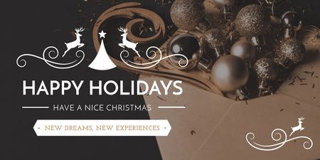 Shiny Christmas decorations Twitter Design Template