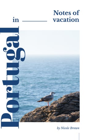 Portugal Tour Guide Seagull on Rock at Seacoast Book Cover Πρότυπο σχεδίασης