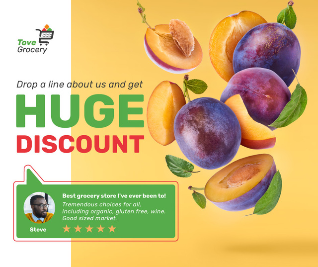 Grocery Sale fresh raw Plums Facebook Design Template