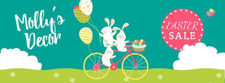 Easter Greeting with Bunnies and Colored Eggs Facebook Video cover tervezősablon