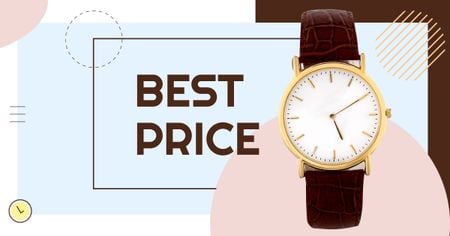 Accessories Sale Stylish Golden Watch Facebook AD tervezősablon