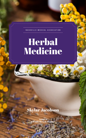 Medicinal Herbs on Table Book Cover Modelo de Design