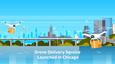 Drone Delivery Service in City Full HD video – шаблон для дизайну