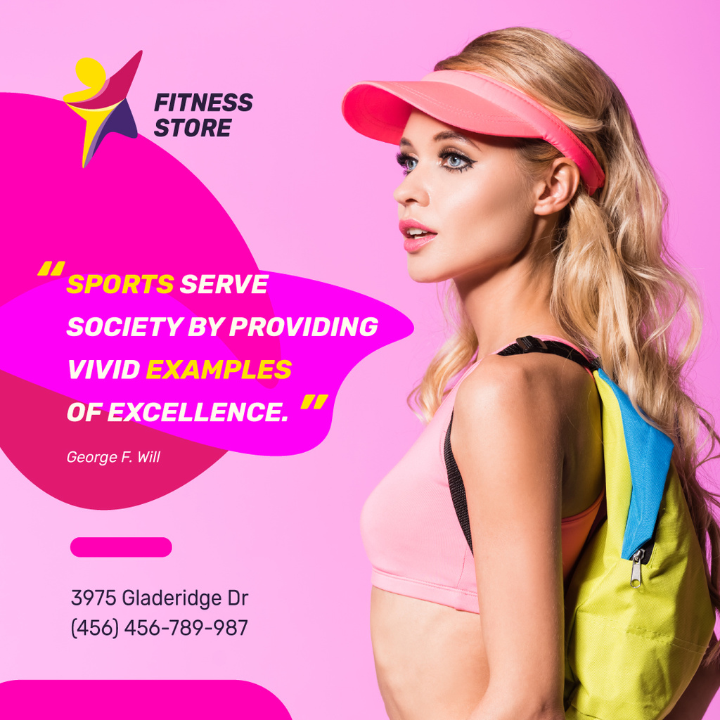 Sport Equipment Ad Sportive Young Girl in Pink Instagram tervezősablon