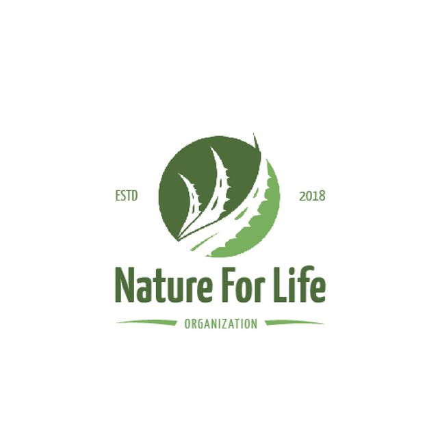 Template di design Ecological Organization with Leaf in Circle in Green Animated Logo