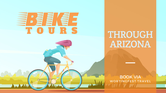 Bike Tour Offer Cyclist Riding in Nature Full HD video Design Template