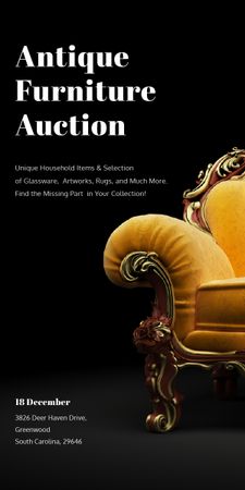 Antique Furniture Auction Luxury Yellow Armchair Graphic Tasarım Şablonu