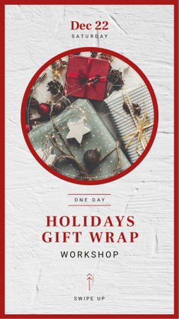 Workshop Annoucement with Christmas gift boxes Instagram Story tervezősablon